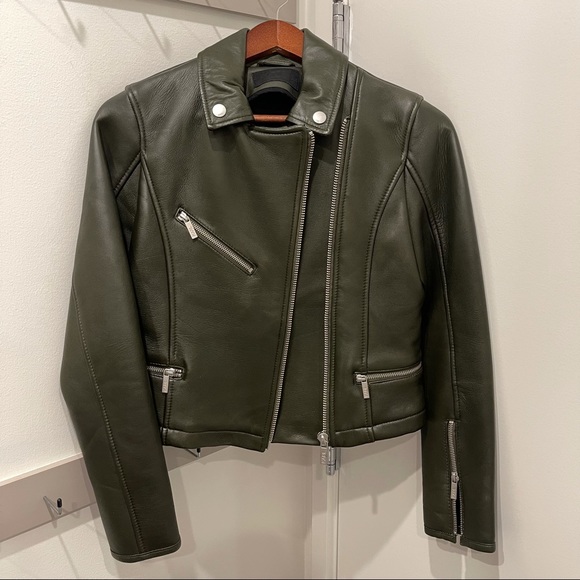 LIKE NEW. KARL LAGERFELD LEATHER BIKER JACKET - Picture 6 of 11